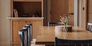 Dining table and decor in the House at Meadow Brow Estate in Grasmere, Lake District