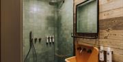 Bathroom with shower in The Lamb at Meadow Brow Estate in Grasmere, Lake District