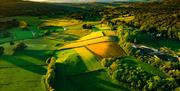 Scenic Aerial View above Moss Howe Farm Campsite in Witherslack, Lake District