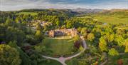 Aerial View of Muncaster Castle & Gardens in Ravenglass, Cumbria