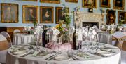 Wedding Breakfast Table Settings at Muncaster Castle in Ravenglass, Lake District