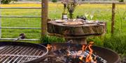 Outdoor dining in the Glamping Pod at Mosedale End Farm