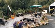 Outdoor seating area at The Pheasant Inn in Bassenthwaite, Lake District