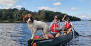 Visitors and Dog on a Canoe and Bushcraft Experience with Path to Adventure in the Lake District, Cumbria