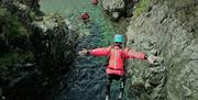 Visitors Extreme Ghyll Scrambling and Canyoning with Path to Adventure in Eskdale, Lake District