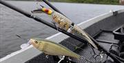 Fishing poles and lures used on a fishing trip with West Pennine Angling Solutions in the Lake District, Cumbria
