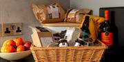 Welcome Basket with Local Goods at The Pele Tower, Killington Hall near Kirkby Lonsdale, Cumbria