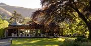 Garden seating and views at Rothay Garden by Harbour Hotels in Grasmere, Lake District