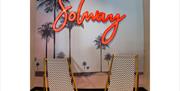 Seating and Decorative Solway Sign at Solway Holiday Park in Silloth, Cumbria