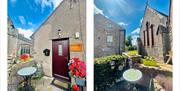 Patio with table at Scarpa from Muddy Boots Escapes in Kirkby Stephen, Cumbria