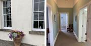 Exterior with Flowers and Interior Hallway Photo at Shaw End Mansion near Kendal, Cumbria