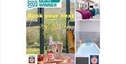 Graphic with Visit England Awards, Cumbria Tourism Awards 2022 WINNER, and "Book your next Luxury Break" for Shepherds View in Appleby-in-Westmorland,