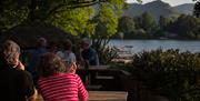 Outside seating area at Theatre by the Lake in Keswick, Lake District.
