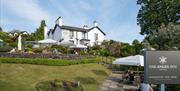 Exterior and outdoor seating at The Angel Inn in Bowness-on-Windermere, Lake District