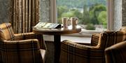 Seats with a view at The Angel Inn in Bowness-on-Windermere, Lake District