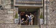 Entrance and signage at The Coniston Inn, Coniston, Lake District