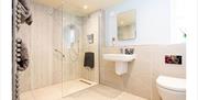 Downstairs Bathroom with Walk-in Shower at The Old Piggery at Helm Mount Cottages near Kendal, Cumbria