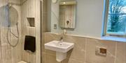 Downstairs Bathroom with Walk-in Shower at The Old Piggery at Helm Mount Cottages near Kendal, Cumbria
