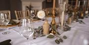 Wedding table decor at The Ro Hotel in Bowness-on-Windermere, Lake District