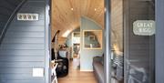 Entrance to the Great Rigg pod at The Yan Glamping in Grasmere, Lake District