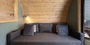 Sofa at The Yan Glamping in Grasmere, Lake District