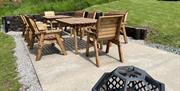 Outdoor Seating and Fire Pit at Troutbeck Camping Pods in Troutbeck, Lake District