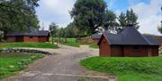 Exterior of Camping Cabins at Ullswater Holiday Park in the Lake District, Cumbria