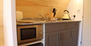 Kitchen in The Honeybee Pod at Ullswater Holiday Park in the Lake District, Cumbria