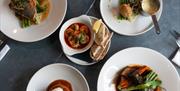 Various Dishes from The River Room Brasserie at The Swan Hotel & Spa in Newby Bridge, Lake District