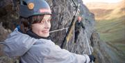 Child Visitor at Via Ferrata Xtreme at Honister Slate Mine in Borrowdale, Lake District