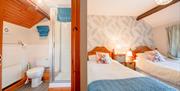 Twin Bedroom and Ensuite with Shower at High Greenside Bed and Breakfast in Ravenstonedale, Cumbria