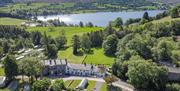 Birds eye view of Waterfoot Park in Pooley Bridge, Lake District