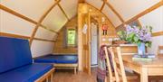 Inside a glamping pod at Waterfoot Park in Pooley Bridge, Lake District