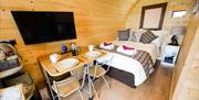 Interior of a Wellington Farm Glamping Pod in Cockermouth, Cumbria