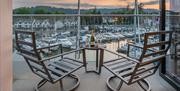 Views from an Apartment Balcony of the Marina at Sunset at Windermere Marina Village in Bowness-on-Windermere, Lake District