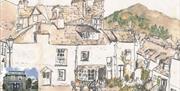 Illustration of the View from Above Stock in Ambleside, Lake District