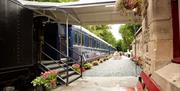 Entrance and Steps to Train Carriage at Bassenthwaite Lake Station & Carriage Cafe in Bassenthwaite Lake, Lake District