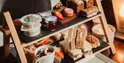 Afternoon Tea Stand with Food at Bassenthwaite Lake Station & Carriage Cafe in Bassenthwaite Lake, Lake District