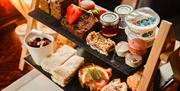 Afternoon Tea Stand with Food at Bassenthwaite Lake Station & Carriage Cafe in Bassenthwaite Lake, Lake District