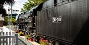 Orient Express Locomotive at Bassenthwaite Lake Station & Carriage Cafe in Bassenthwaite Lake, Lake District