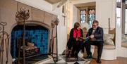 Sitting area and fireplace at Blackwell, The Arts & Crafts House in Bowness-on-Windermere, Lake District