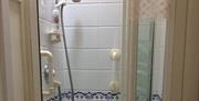 Shower with Support Rails at Bowfell Cottage in Bowness-on-Windermere, Lake District