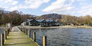 Lake jetty and shore access at The Bluebird Cafe in Coniston, Lake District