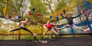 Visitors at Treetop Nets at Zip World Windermere in the Lake District, Cumbria