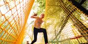 Visitors at Treetop Nets at Zip World Windermere in the Lake District, Cumbria