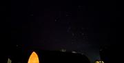Stars seen in clear dark skies over Mosedale End Farm B&B and Glamping Pod in the Lake District, Cumbria
