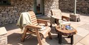 Patio seating at Ellenboro House in Newton-in-Cartmel, Lake District