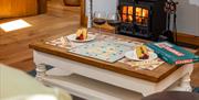 Wood burner and living space at Ellenboro House in Newton-in-Cartmel, Lake District