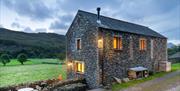 Exterior at twilight at Rigg Barn at Fornside Farm Cottages in St Johns-in-the-Vale, Lake District © Jo Crompton Photography