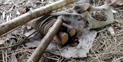 Firestarting materials at the The Flame experience with Green Man Survival in the Lake District, Cumbria